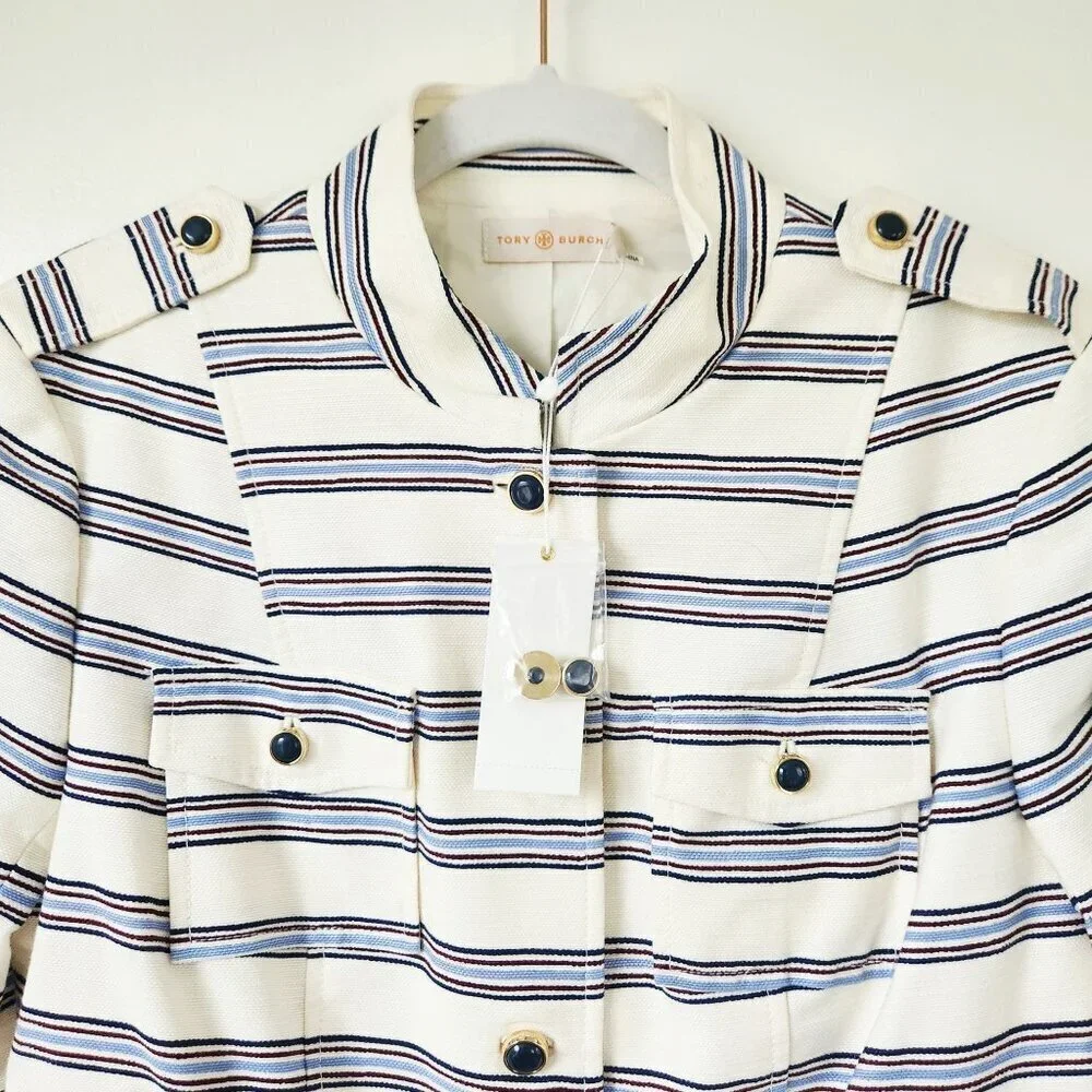 NWT Tory Burch Stripe Sgt Pepper Jacket Size 12